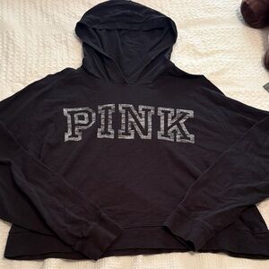 PINK Victoria's Secret Black Logo Hooded Sweatshirt